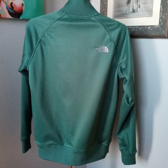 The North Face green and gray,full zip run track style jacket Size Small - Picture 2 of 8